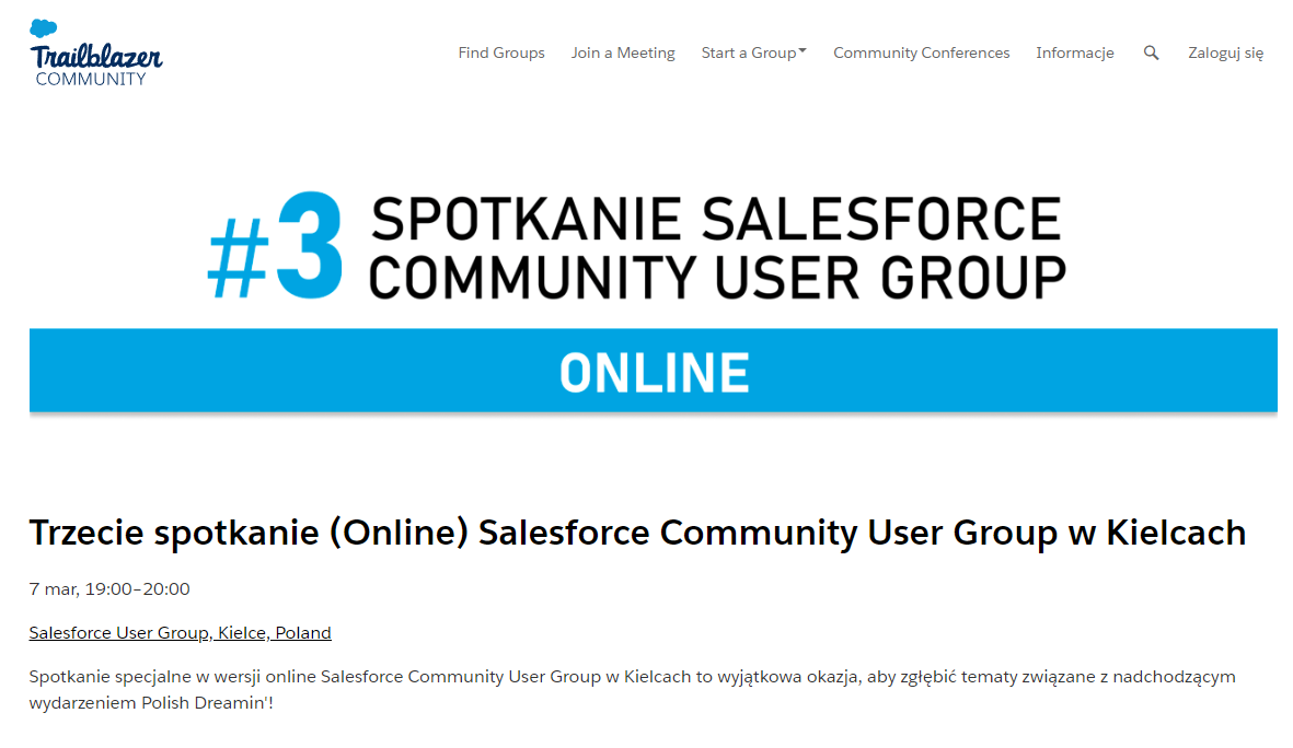 Salesforce User Group, Kielce, Poland