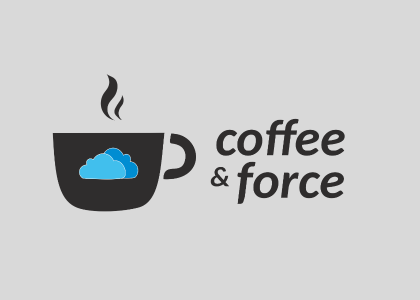 Logo coffee&force przedstawiające filiżankę kawy z chmurką w środku.