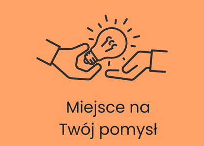 Grafika przedstawiająca dwie ręce przekazujące żarówkę symbolizującą pomysł.